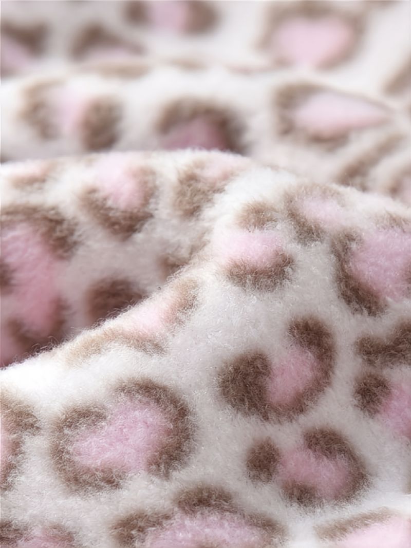 Tyttövauvojen Leopardikuvioinen Fleecetakki Lämmin Talvitakki