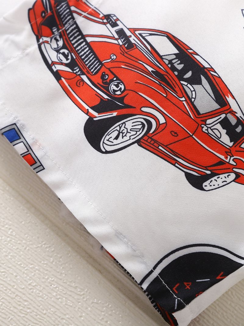 2kpl Poikien Car Print Pitkähihainen Paita & Denim Housut