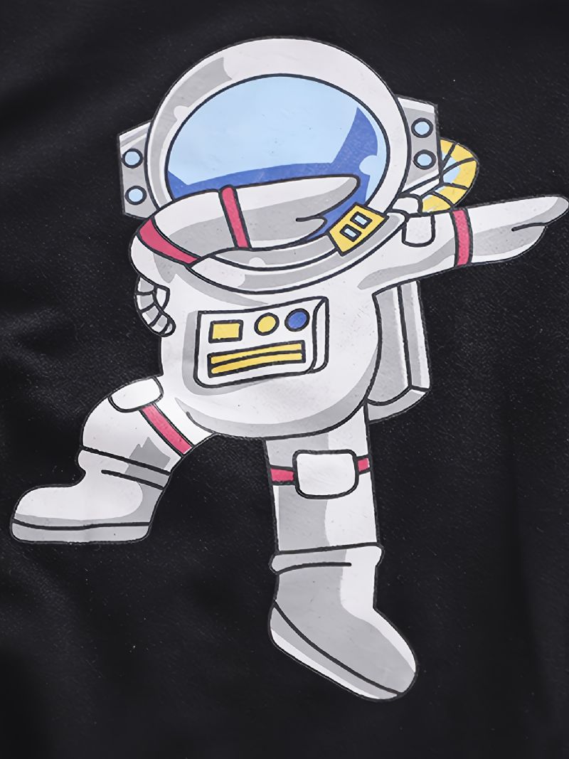 2kpl Vauvan Poikien Pullover Astronaut Print Pyöreäpääntietä Pitkähihainen Collegepaita Ja Housut Lasten Vaatteet