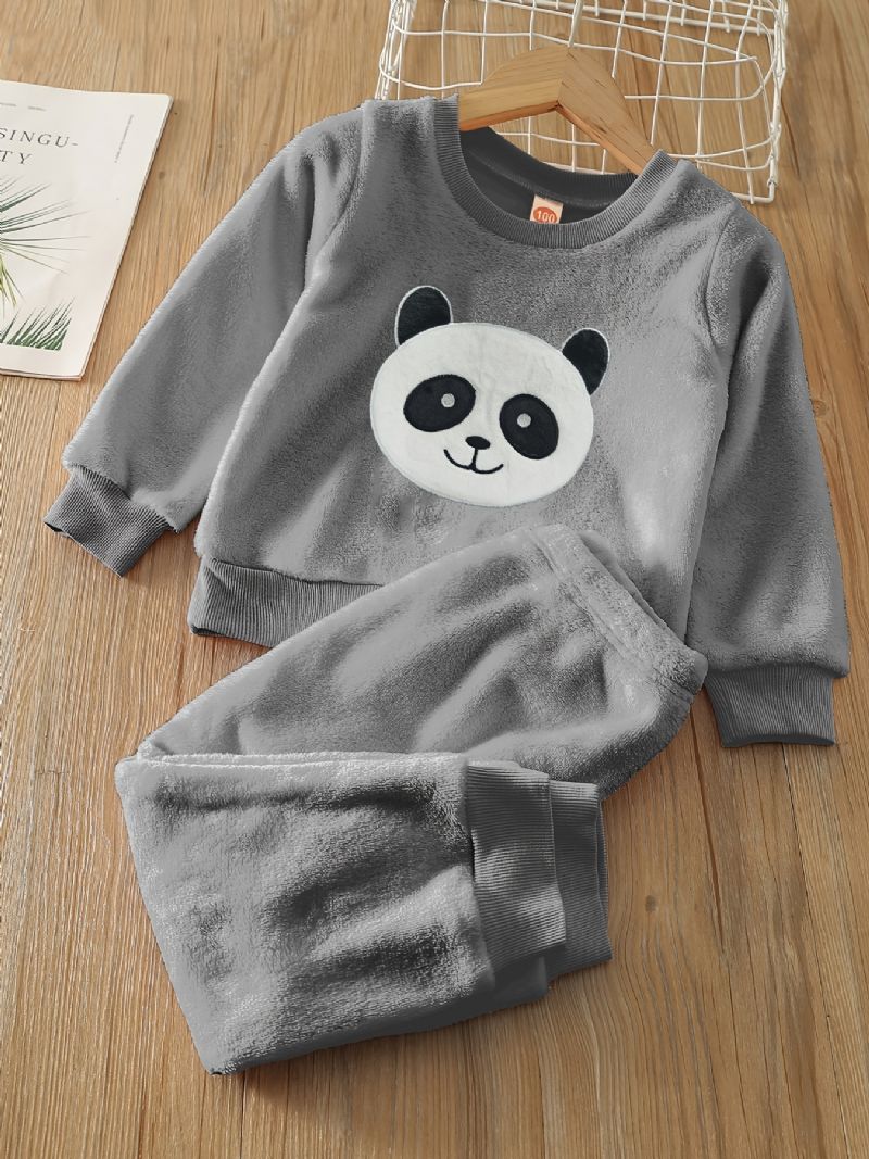 Poikien Fleece Panda Pitkähihainen Villapaita + Housusetti Lasten Vaatteet