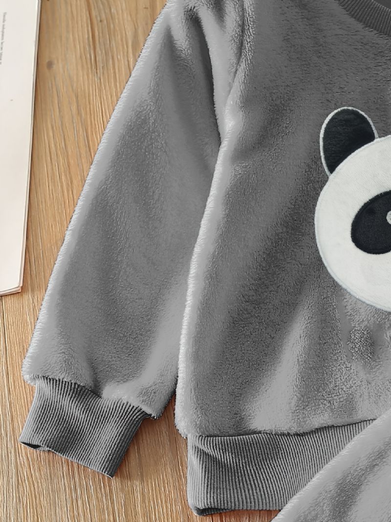 Poikien Fleece Panda Pitkähihainen Villapaita + Housusetti Lasten Vaatteet