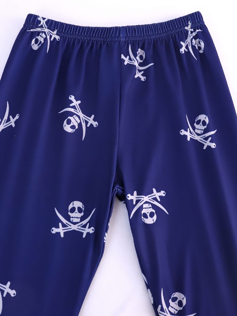 Poikien Pyjamat Perheasu Pirate Print Pyöreäpääntie Pitkähihainen Toppi & Housutsetti Lasten Vaatteet