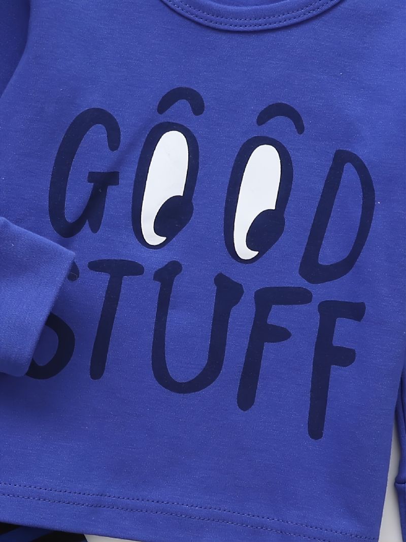 Poikien Sininen Good Stuff Painettu Pitkähihainen Toppi & Raidalliset Housut Pyjama-setti