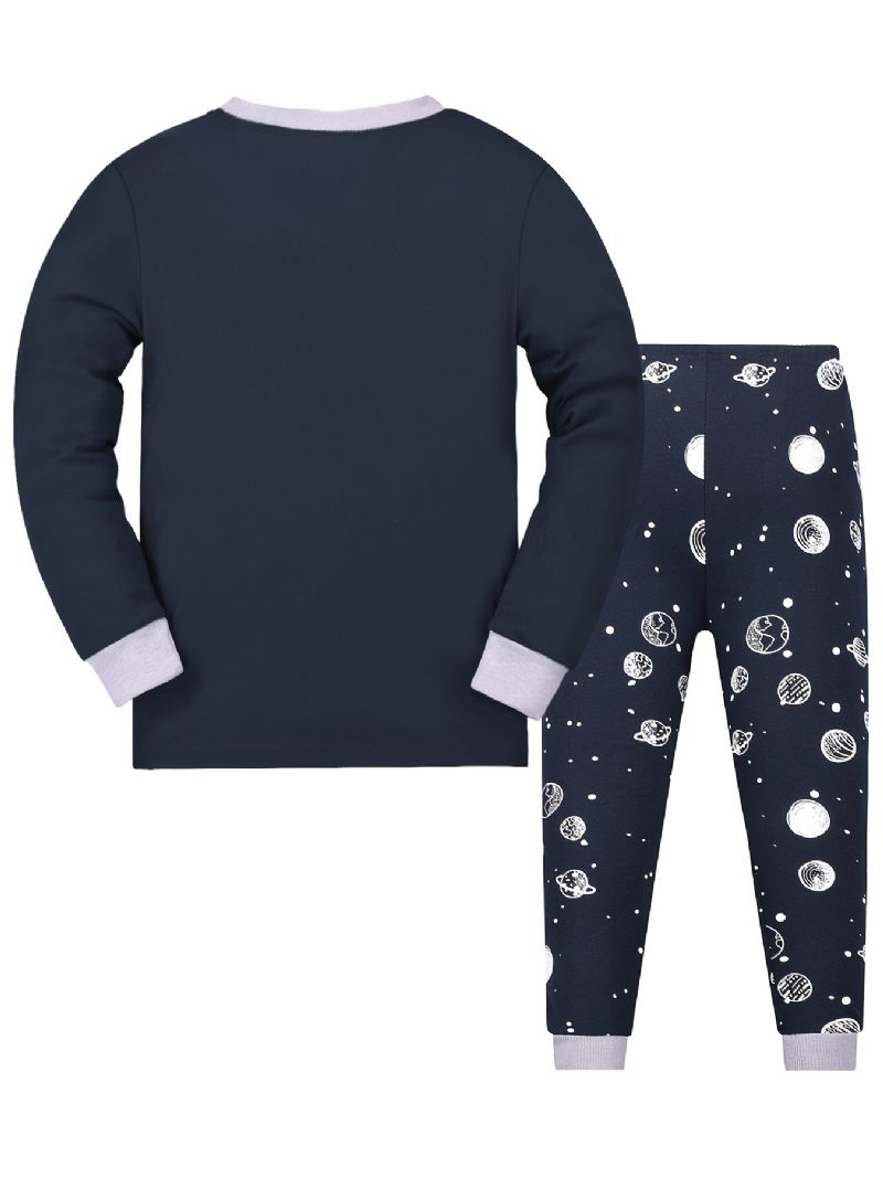 Poikien Space Print Pyjamasetti Pitkähihaiset Housut