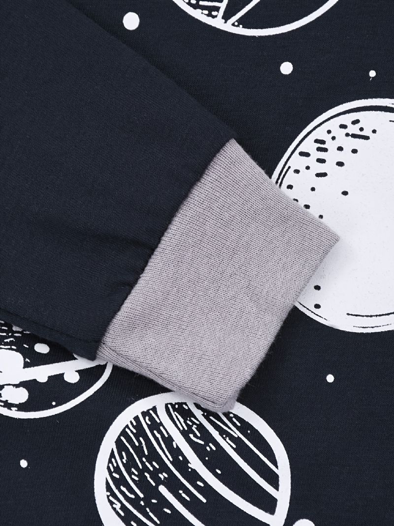 Poikien Space Print Pyjamasetti Pitkähihaiset Housut