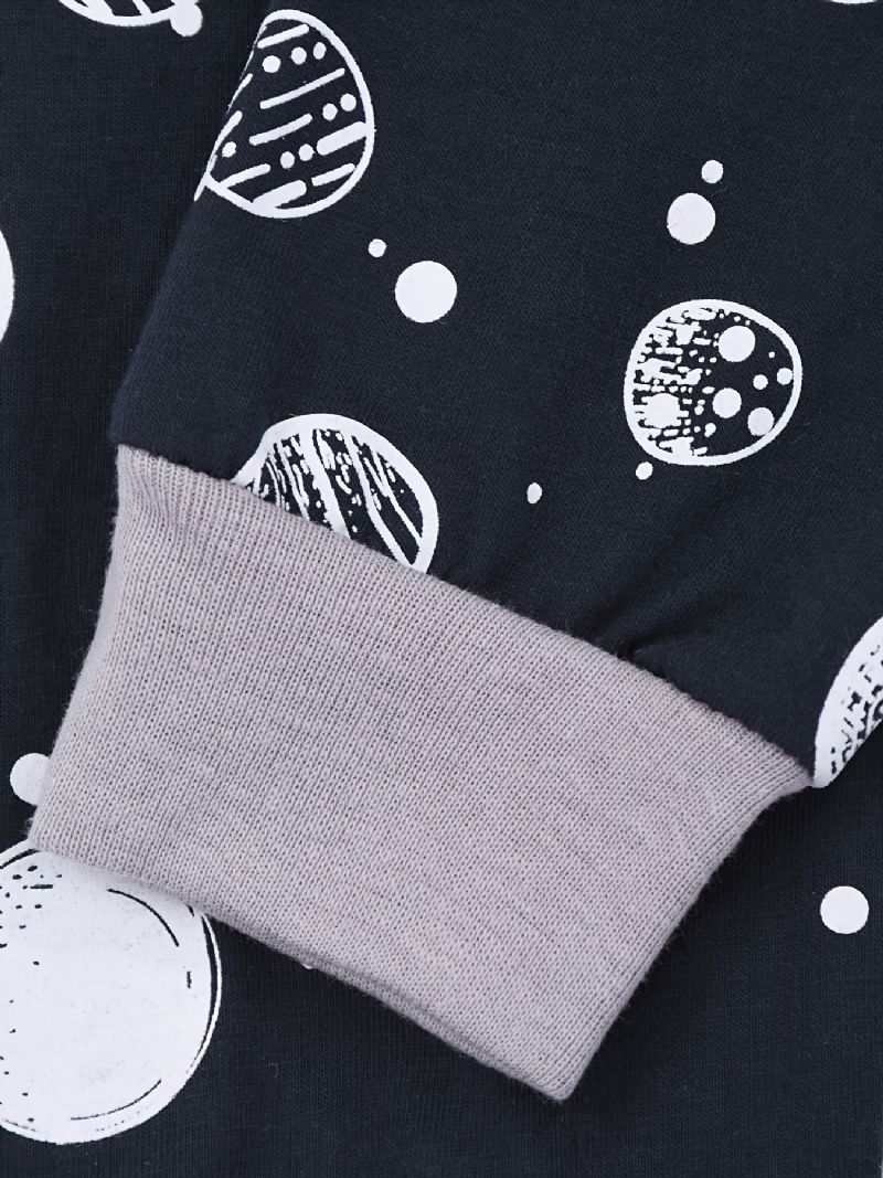 Poikien Space Print Pyjamasetti Pitkähihaiset Housut