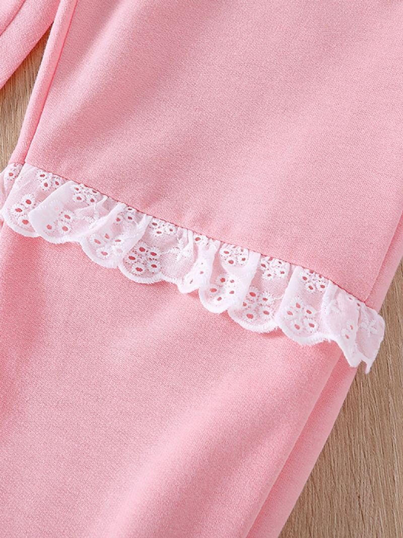 Toddler Lasten Tyttöjen Solid Pitkähihainen Ruffle Top + Housut