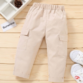 Toddler Poikien Solid Casual Cargo Pants Syksy