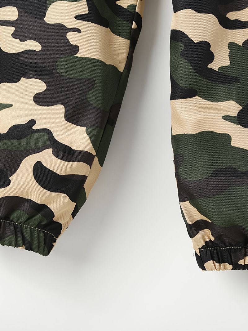 Tyttöjen Camo Print Kapenevat Housut Vyöllä Syksyn Talveksi Uudet