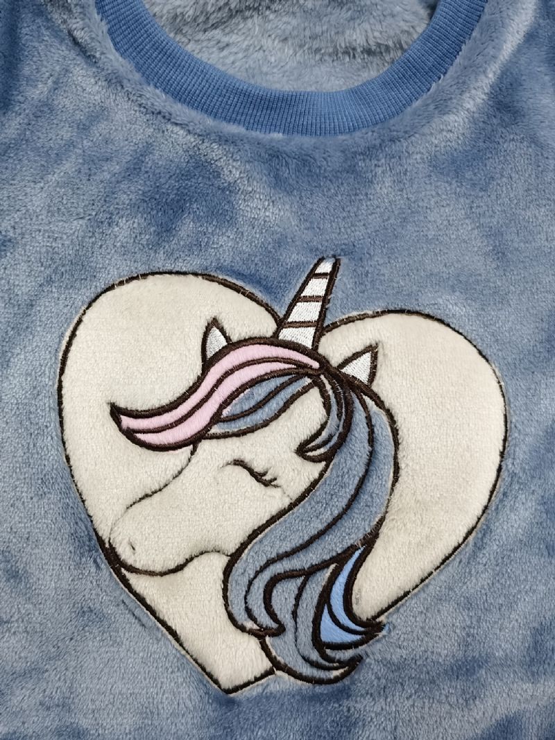 Tyttöjen Fleece Unicorn Pullover Top + Housut Setti Lastenvaatteet