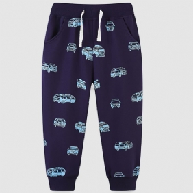 Vauvan Poikien Cartoon Car Print Lenkkihousut Lasten Joustava Vyötärö Sport Jogger Pants