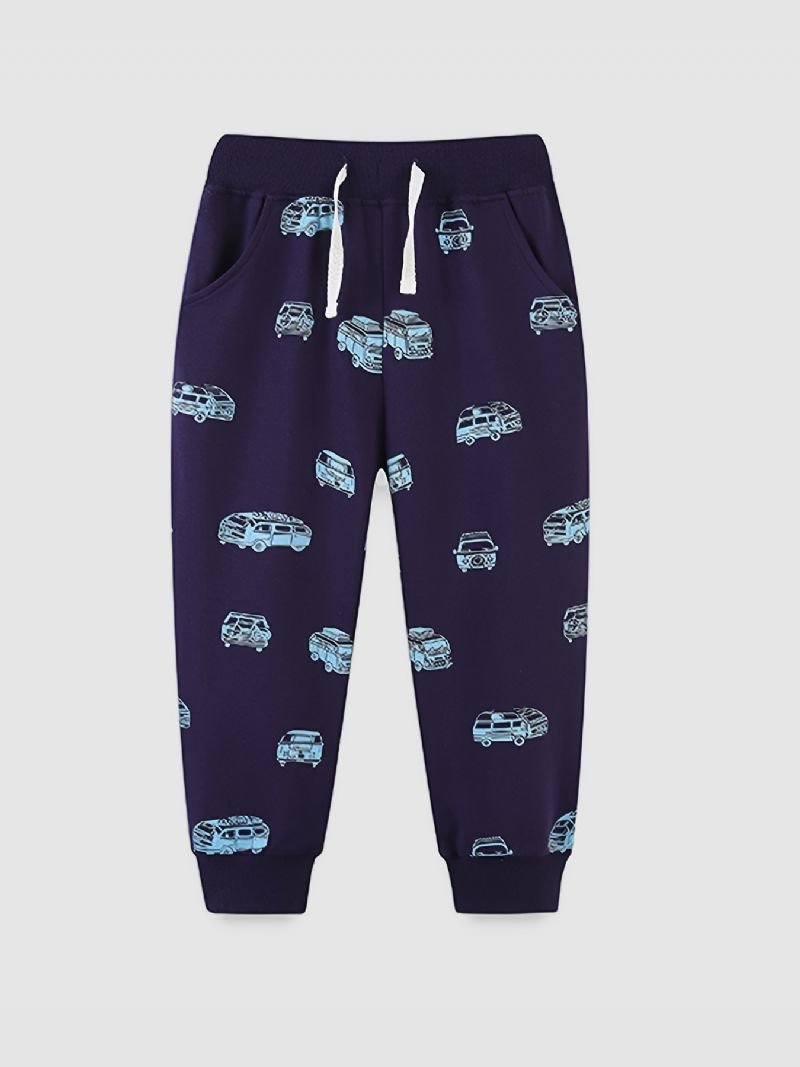 Vauvan Poikien Cartoon Car Print Lenkkihousut Lasten Joustava Vyötärö Sport Jogger Pants