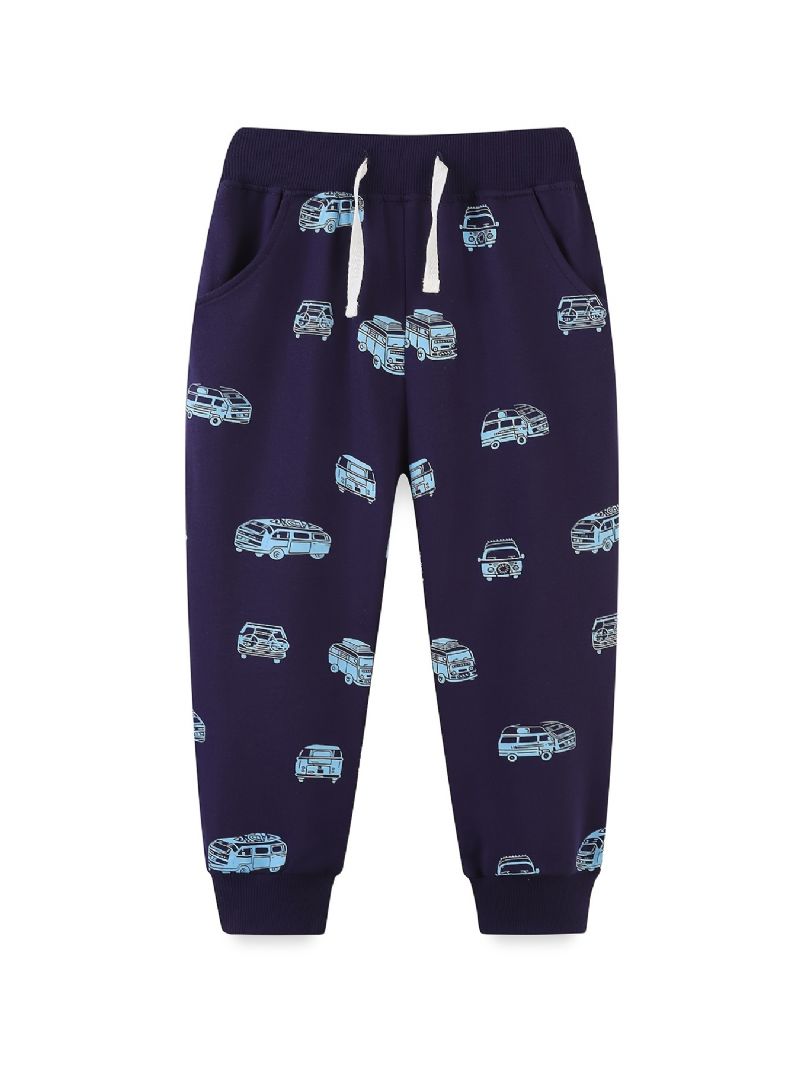 Vauvan Poikien Cartoon Car Print Lenkkihousut Lasten Joustava Vyötärö Sport Jogger Pants