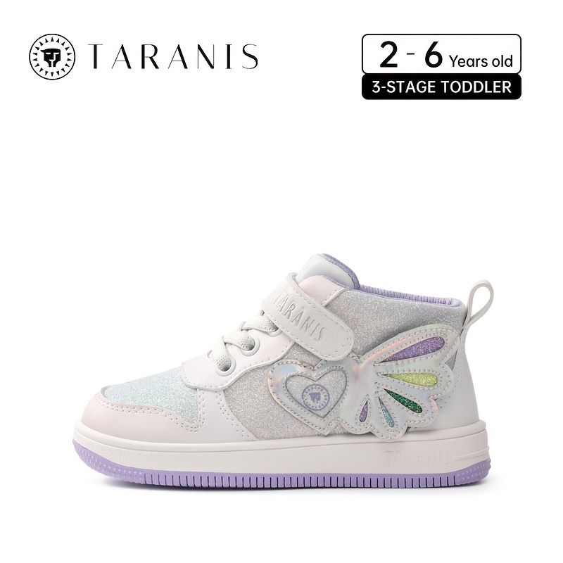 Toddler Vauvan Tyttöjen Glitter Wing Design Tennarit Pehmeä Pohja Liukumaton Koukkusilmukka Kiinnitys High Top Skate Kengät First Walkers Pinnasänky