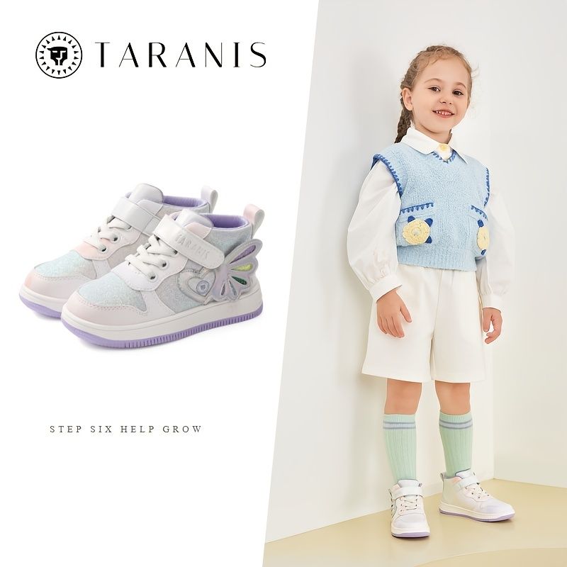 Toddler Vauvan Tyttöjen Glitter Wing Design Tennarit Pehmeä Pohja Liukumaton Koukkusilmukka Kiinnitys High Top Skate Kengät First Walkers Pinnasänky