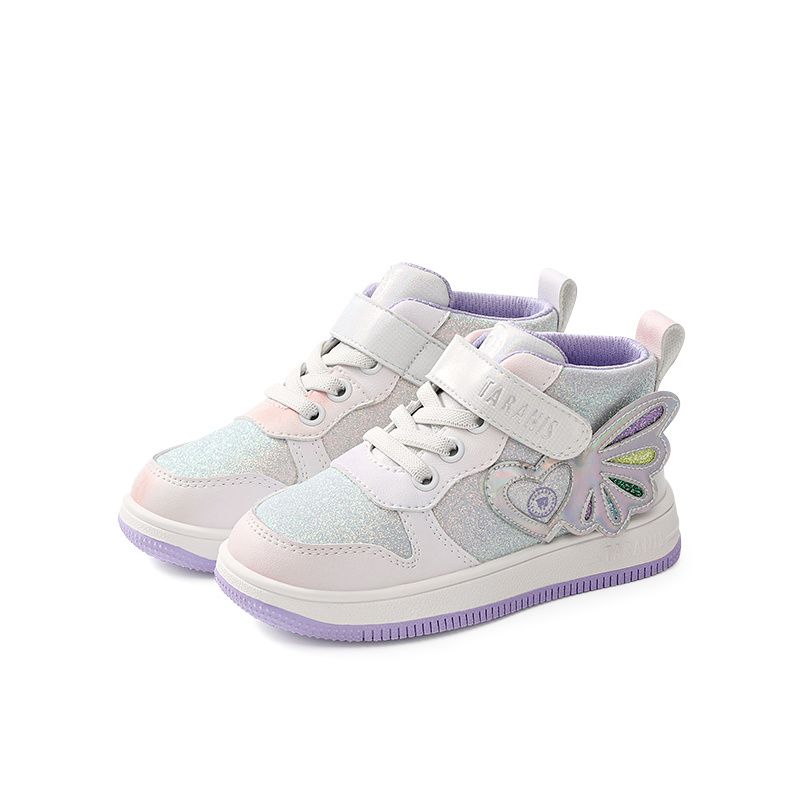 Toddler Vauvan Tyttöjen Glitter Wing Design Tennarit Pehmeä Pohja Liukumaton Koukkusilmukka Kiinnitys High Top Skate Kengät First Walkers Pinnasänky