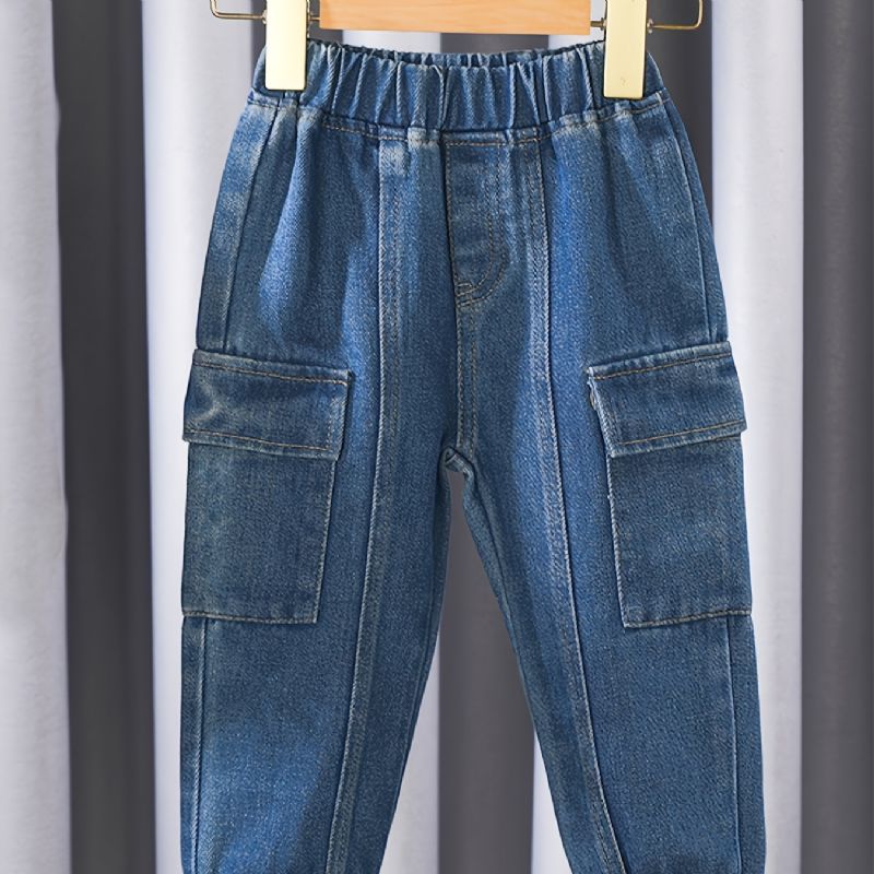 2022 Uudet Tyttöjen Poikien Solid Denim Casual Jeans Jogger Pants