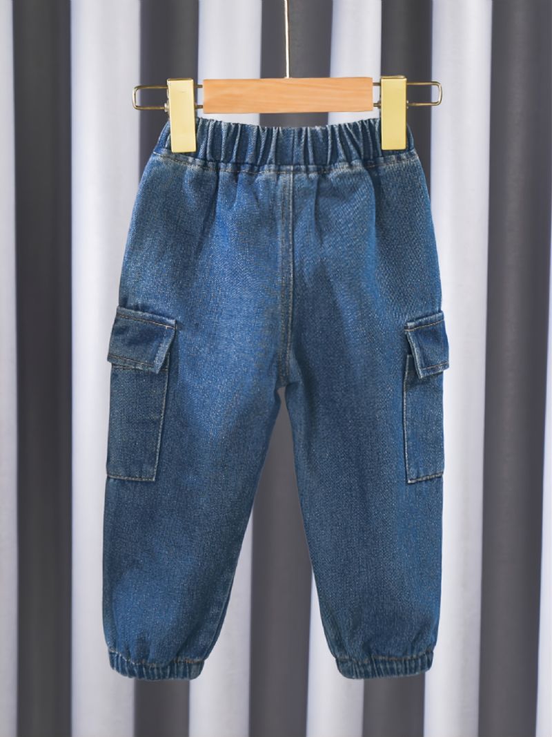 2022 Uudet Tyttöjen Poikien Solid Denim Casual Jeans Jogger Pants