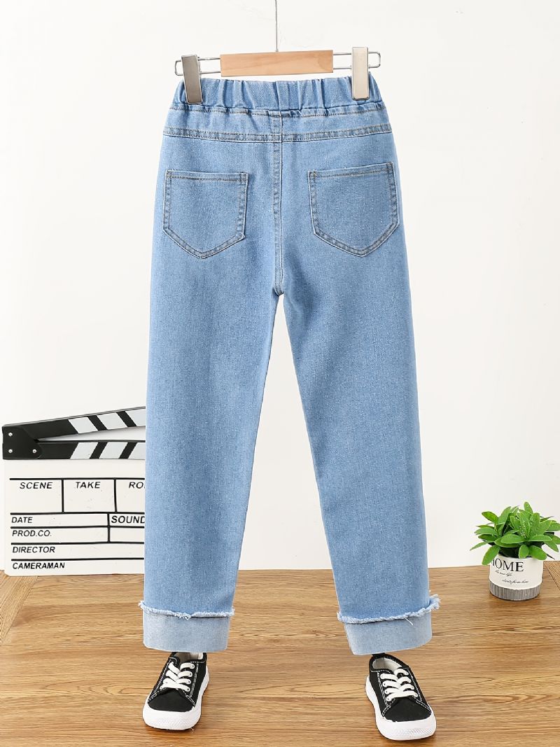 Lasten Tyttöjen Casual Denim Cartoon Bear Print Farkut Kevät Syksy