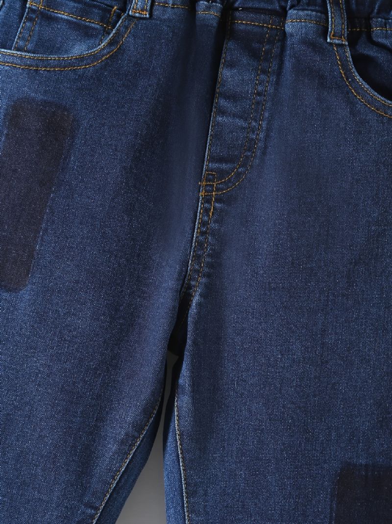 Poikien Casual Simple Patch Denim Farkut Joustava Vyötärö Talveksi