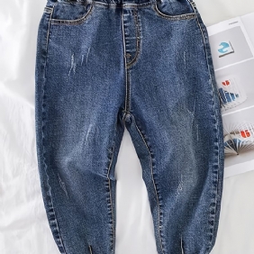 Poikien Rento Vintage Denim Farkut Joustavat Vyötäröhousut Kevään Syksyyn