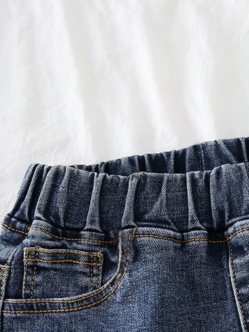 Poikien Rento Vintage Denim Farkut Joustavat Vyötäröhousut Kevään Syksyyn