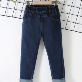 Poikien Rento Vintage Solid Denim Farkut Joustavalla Vyötäröllä Talveksi