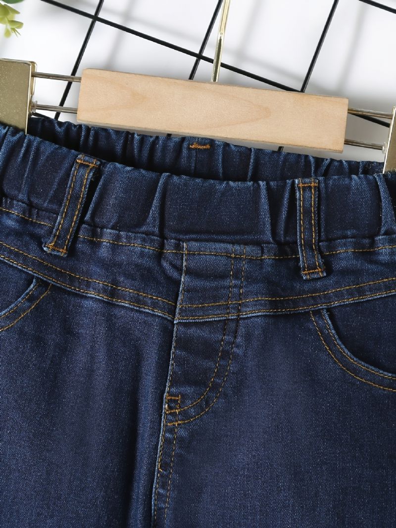 Poikien Rento Vintage Solid Denim Farkut Joustavalla Vyötäröllä Talveksi