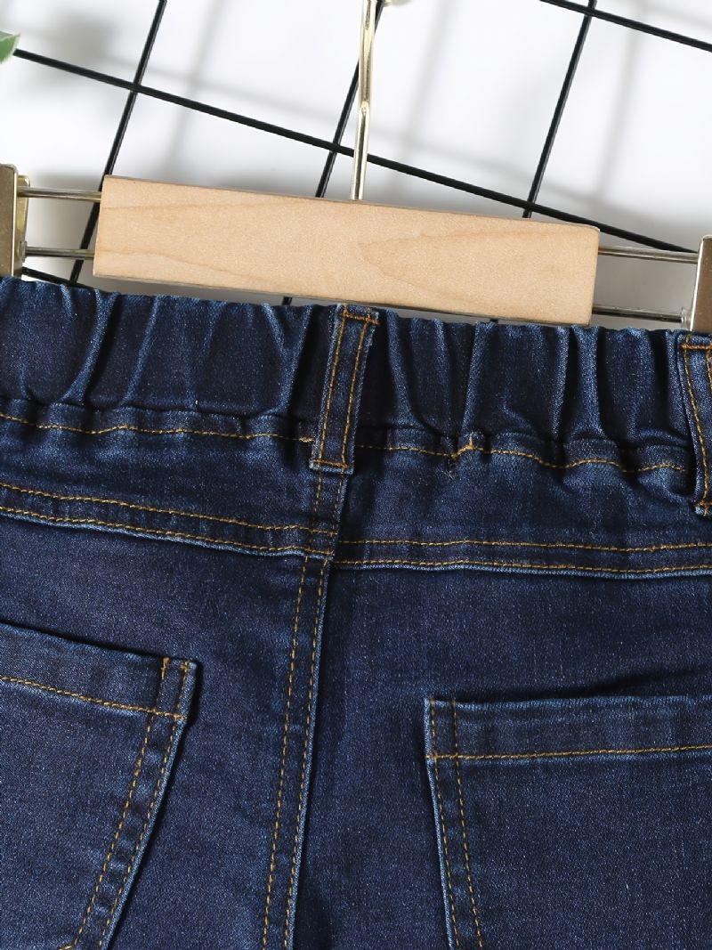 Poikien Rento Vintage Solid Denim Farkut Joustavalla Vyötäröllä Talveksi