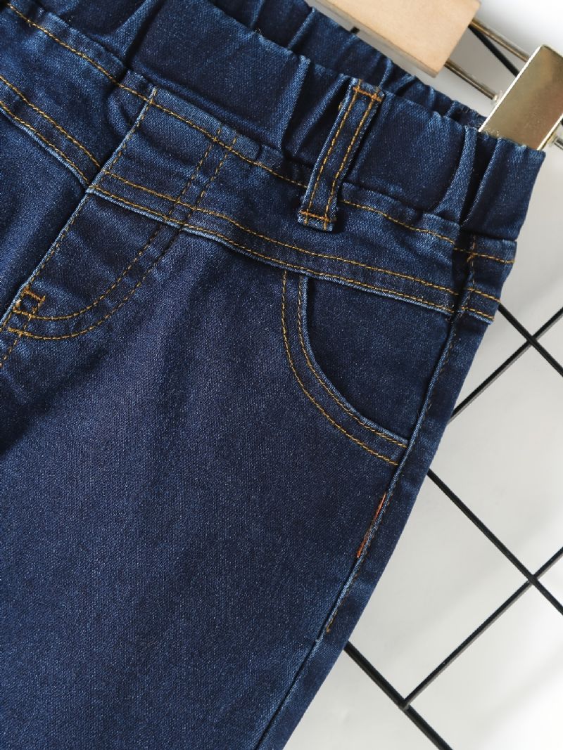 Poikien Rento Vintage Solid Denim Farkut Joustavalla Vyötäröllä Talveksi