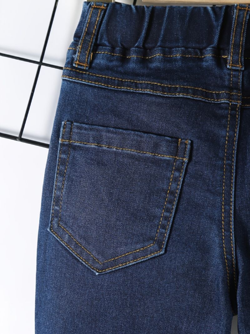 Poikien Rento Vintage Solid Denim Farkut Joustavalla Vyötäröllä Talveksi