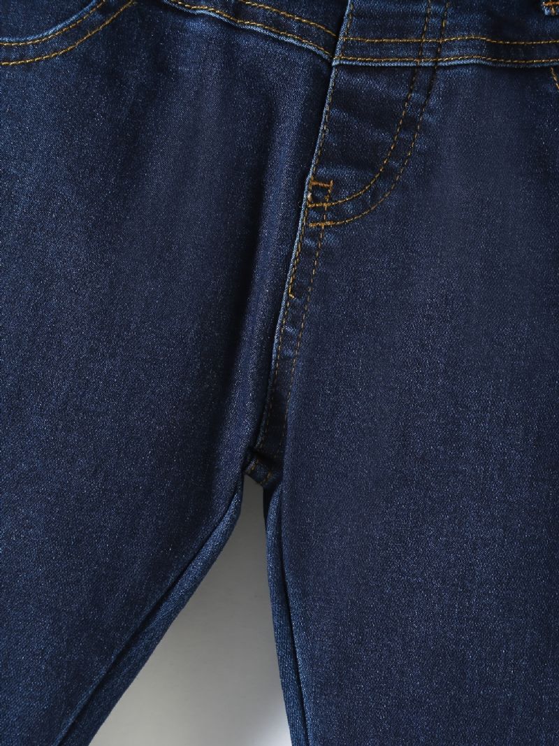 Poikien Rento Vintage Solid Denim Farkut Joustavalla Vyötäröllä Talveksi