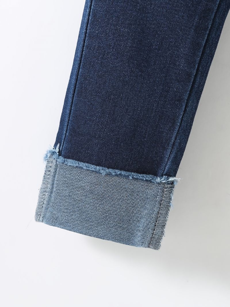 Poikien Rento Vintage Solid Denim Farkut Joustavalla Vyötäröllä Talveksi