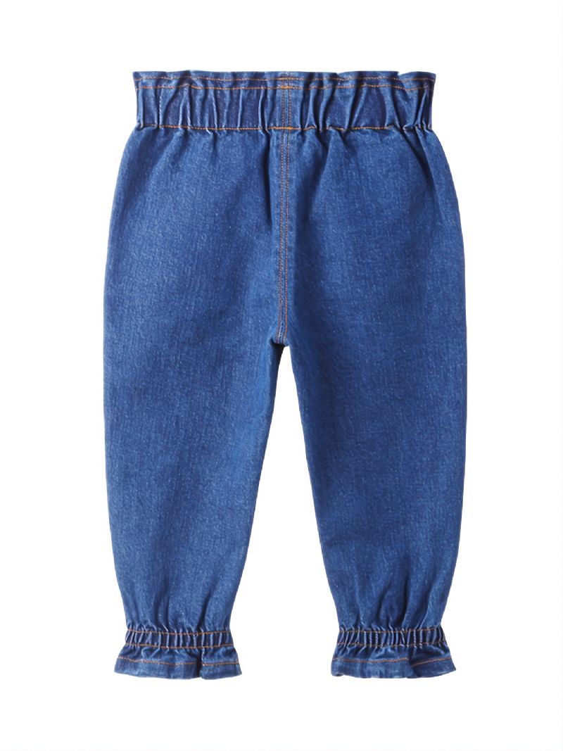 Syksy Ja Talvi Toddler Tyttöjen Solid Button Denim Leggingsit Housut