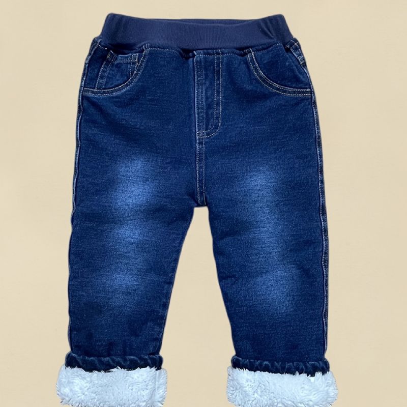 Taapero Vauvan Denim Casual Farkut Fleece Paksutetut Lämpimät Housut Pojat Tytöt