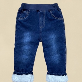 Taapero Vauvan Denim Casual Farkut Fleece Paksutetut Lämpimät Housut Pojat Tytöt