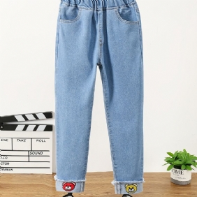 Toddler Tyttöjen Denim Casual Farkut Sarjakuva Karhu Kirjonta Kevät Syksy