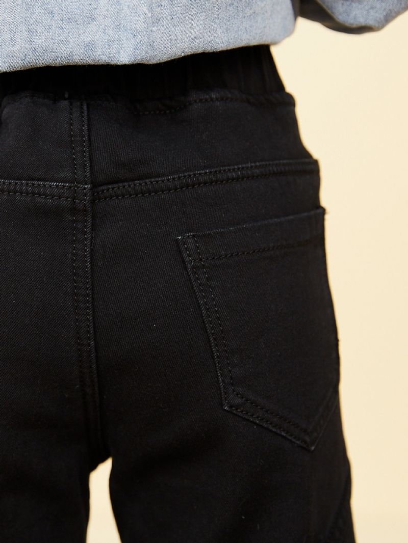 Tytöt Lapset Solid Denim Elastic Jogger Farkut Bla