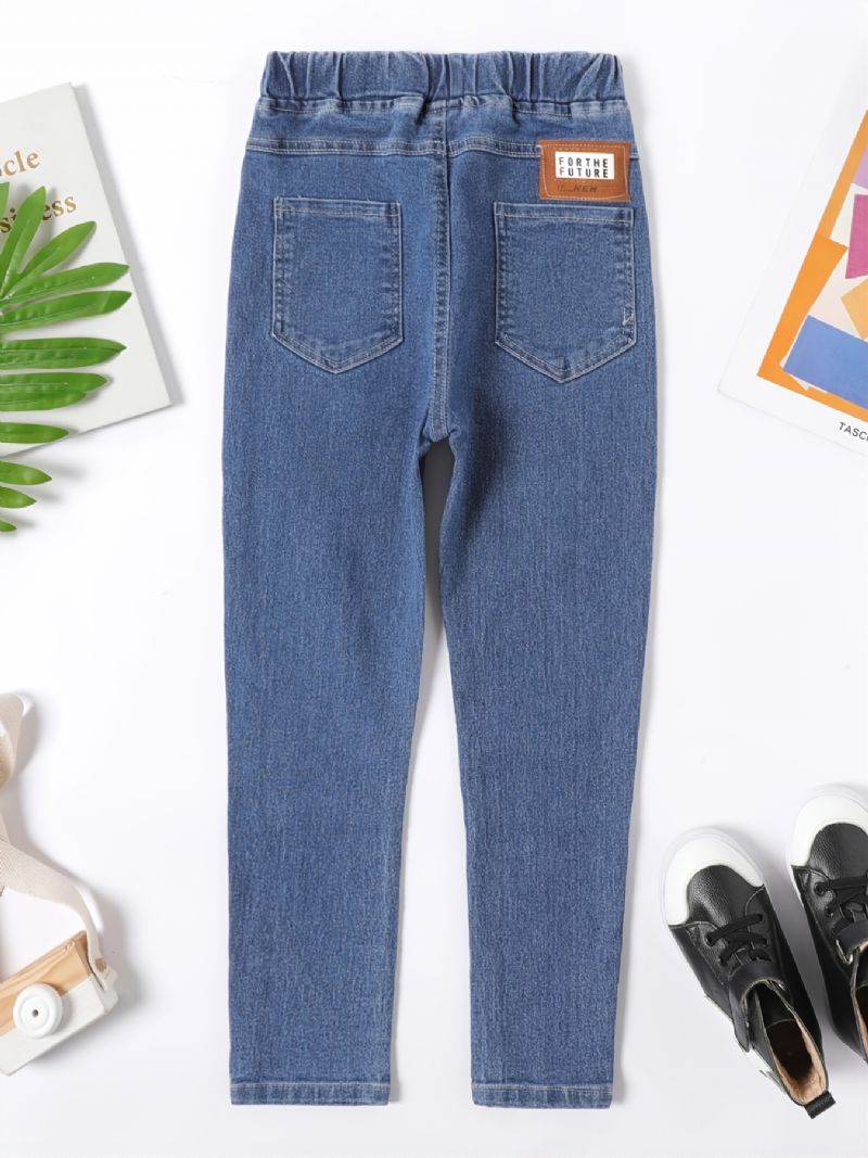 Tytöt Simple Muoti Denim Pants Rennot Farkut