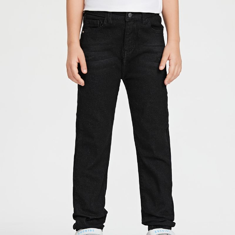 Tyttöjen Rento Basic Solid Black Denim Farkut Talveksi