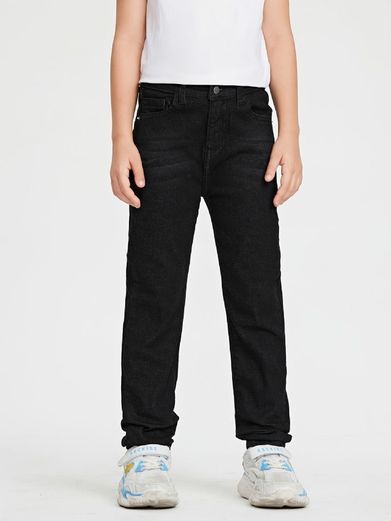 Tyttöjen Rento Basic Solid Black Denim Farkut Talveksi