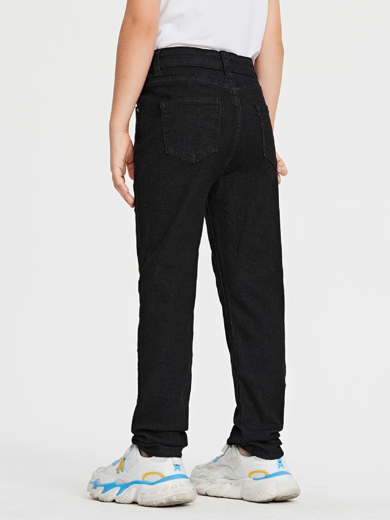 Tyttöjen Rento Basic Solid Black Denim Farkut Talveksi