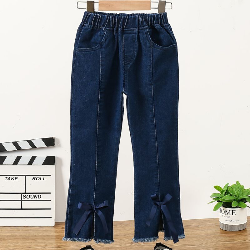 Tyttöjen Simple Muoti Bow Denim Levenevät Farkut