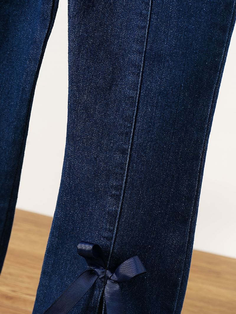 Tyttöjen Simple Muoti Bow Denim Levenevät Farkut