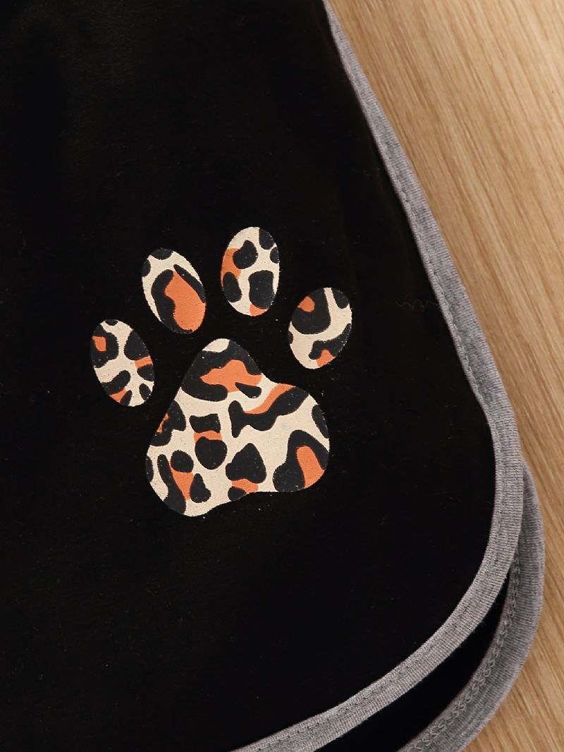 Tytöt Vauvat Sarjakuva Big Eye Cat Print T-paita Top & Cat Paw Leopard Shortsit Setti Kesäasu Lasten Vaatteet