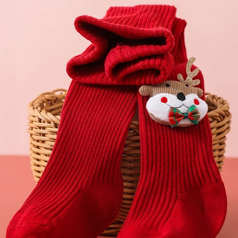 1pari Tyttöjen Elk Christmas Socks Polvisukat