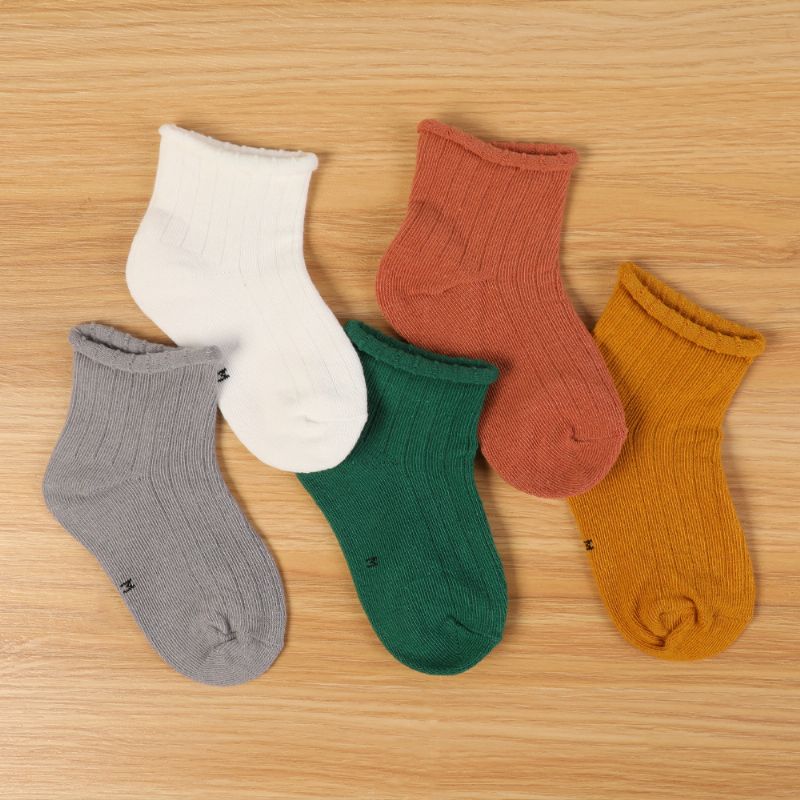 5 Paria Vauvan Socks Yksiväriset Crew-sukat Pojille Tytöille