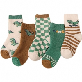 5paria Crew Socks Sarjakuva Dinosaur Pattern Paksunnetut Lämpimät Sukat Tytöille Pojille