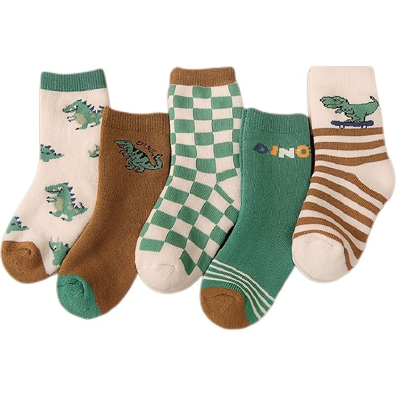 5paria Crew Socks Sarjakuva Dinosaur Pattern Paksunnetut Lämpimät Sukat Tytöille Pojille